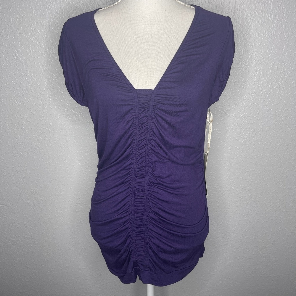 Kenar Purple Blouse with ruching NWOT